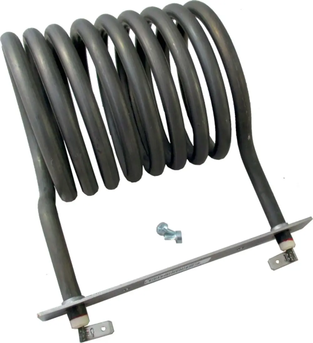 Heizspirale mit mehreren Wendelwindungen, montiert auf einer Metallplatte, dient zur Vorheizung. Geeignet für Wolf Geräte. Schraube liegt neben dem Produkt.